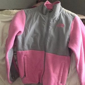 Pink and gray North Face jacket M 10/12 kids